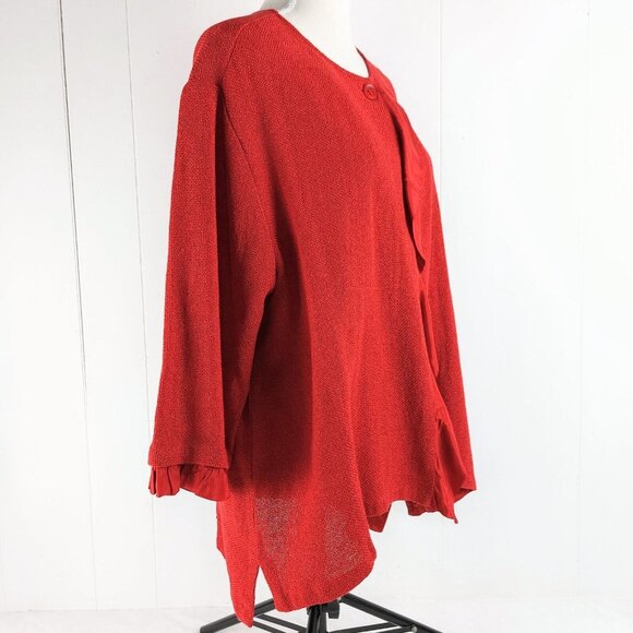 MASAI Cardigan Jacket Red Juna A Shape Satin Ruffle Detail XL NWT - Picture 8 of 13